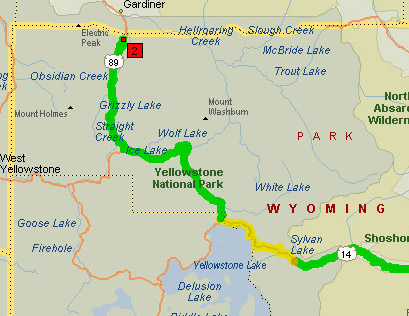 Map Of Yellowstone Park. Yellowstone National Park